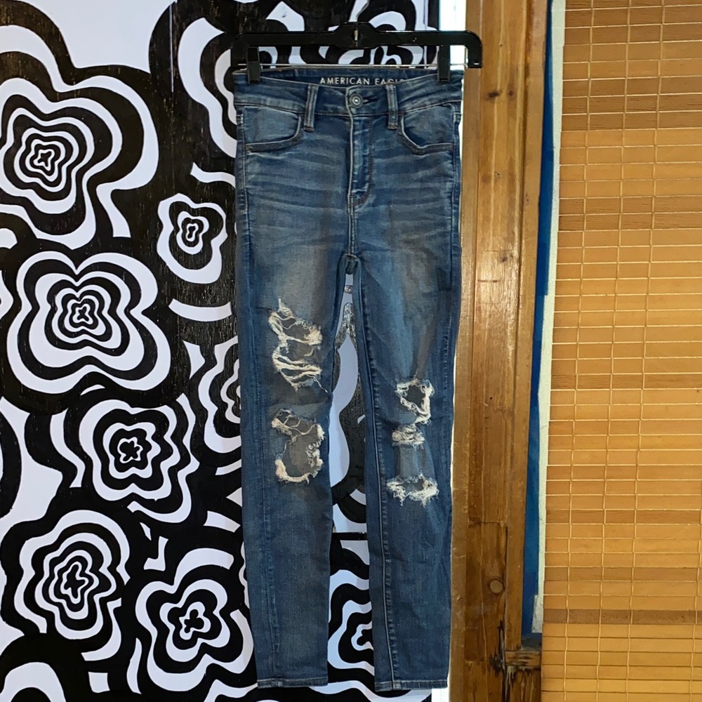 American Eagle Outfitters Women's Ripped Blue Skinny Jeans